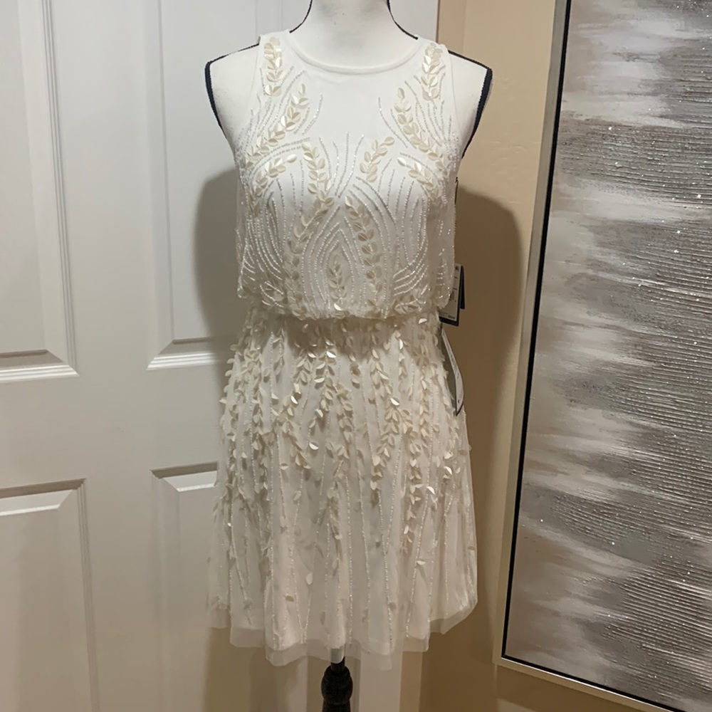 Halter Beaded Blouson Dress